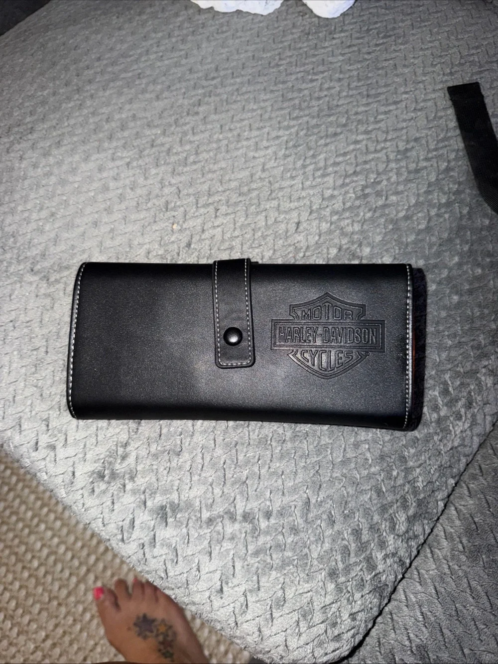 Harley-Davidson Black Leather Snap-trifold Closure Accessory Roll